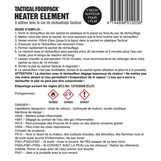Réactif chauffant sans flamme Tactical Heater Element A10