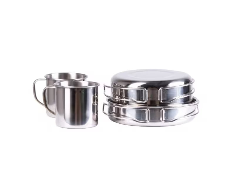 Set cuisine camping pliable inox – 9 pièces MIL-TEC