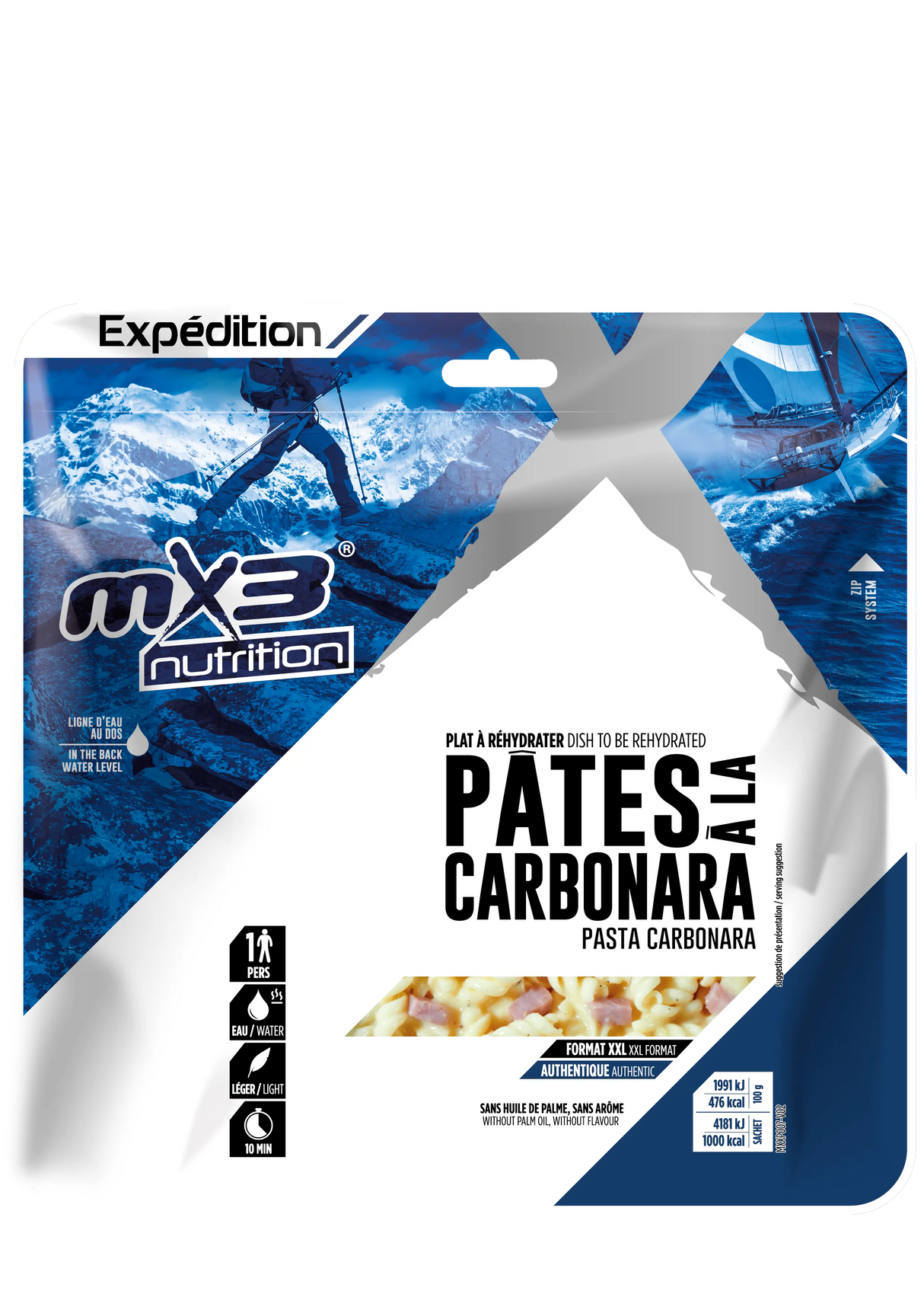 Pâtes à la Carbonara Hypercalorique Lyophilisées-210g-1000kcal MX3