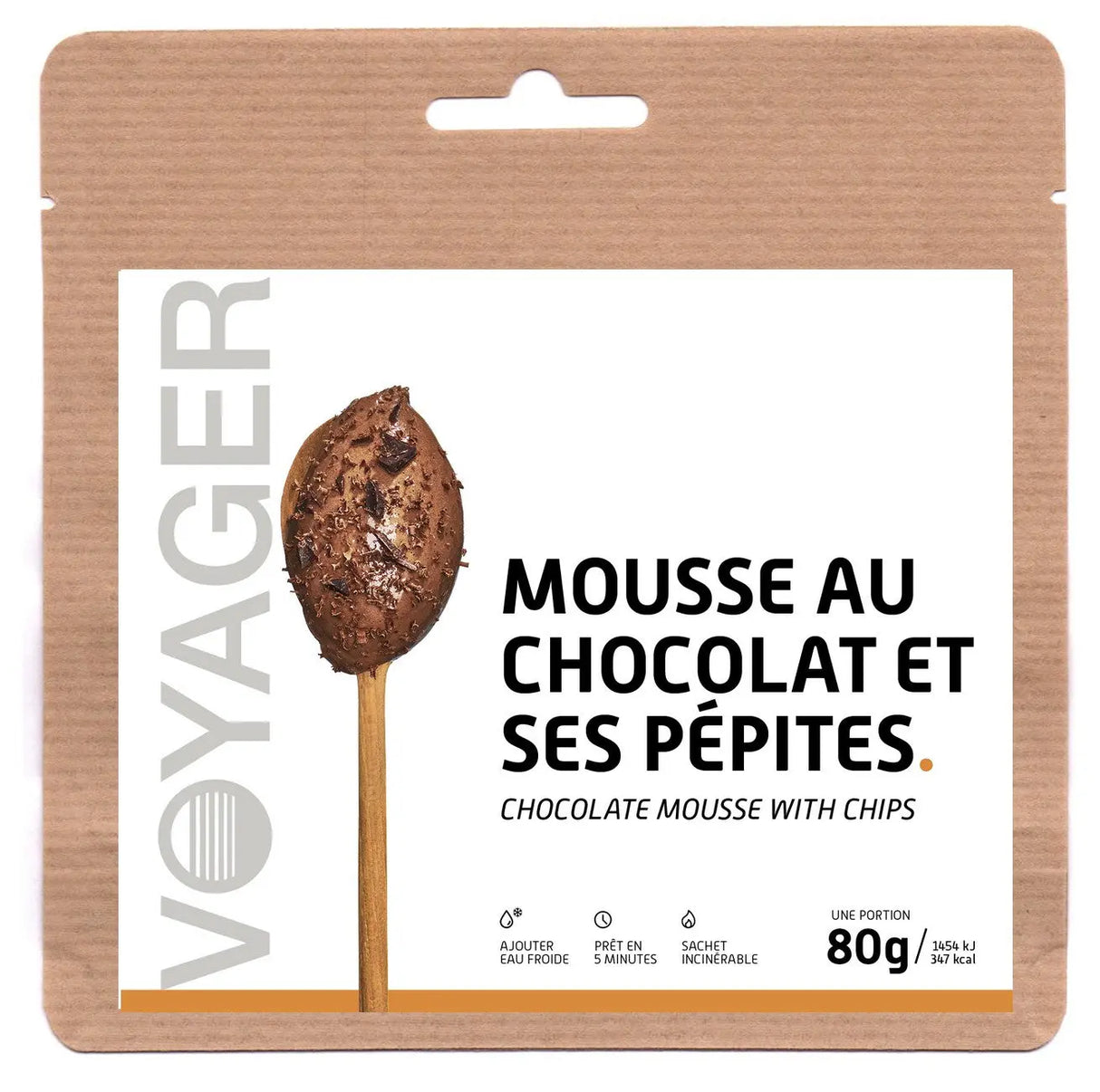 Mousse au chocolat et ses pépites lyophilisée -80g-348kcal VOYAGER