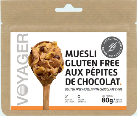 Muesli Gluten Free aux pépites de chocolat lyophilisées -80g-326kcal VOYAGER