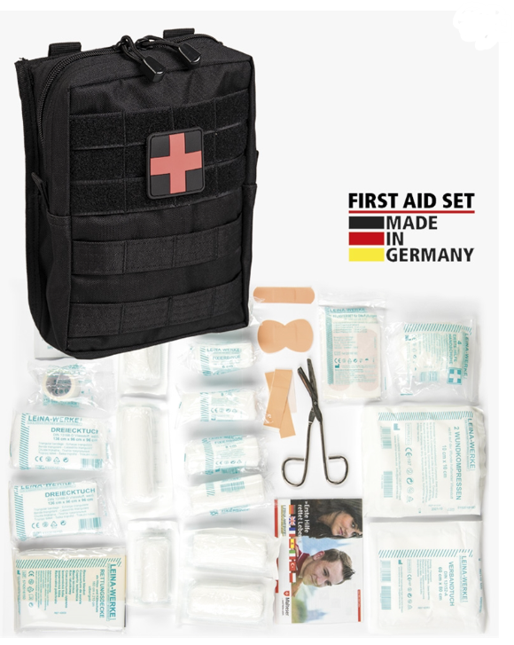 Trousse de secours LEINA PRO – 43 pièces – Noir MIL-TEC