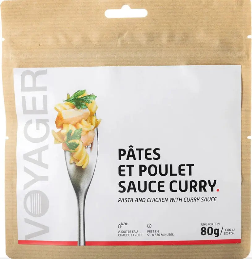 Pâtes et poulet sauce curry lyophilisé-80g-328 kcal VOYAGER